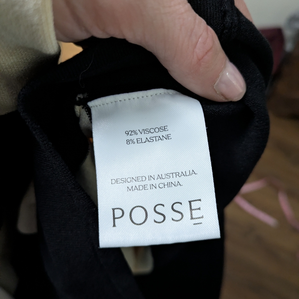 Posse Theo Strapless Dress Black and White Strapless Dress Size XL Black Crea - Picture 11 of 15